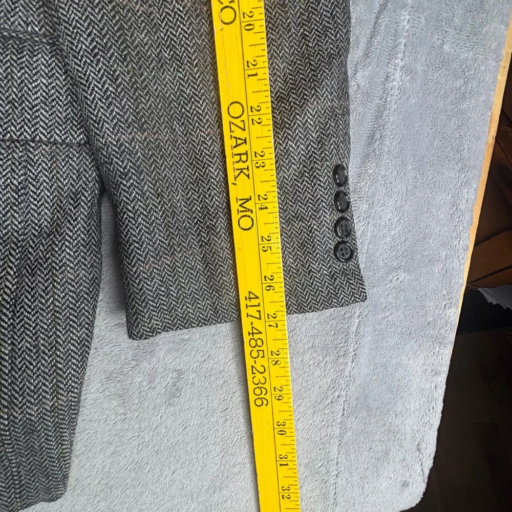 Brooks Brothers Blazer Mens 48L Grey Herringbone Wool Windowpane Sport‎ Coat USA